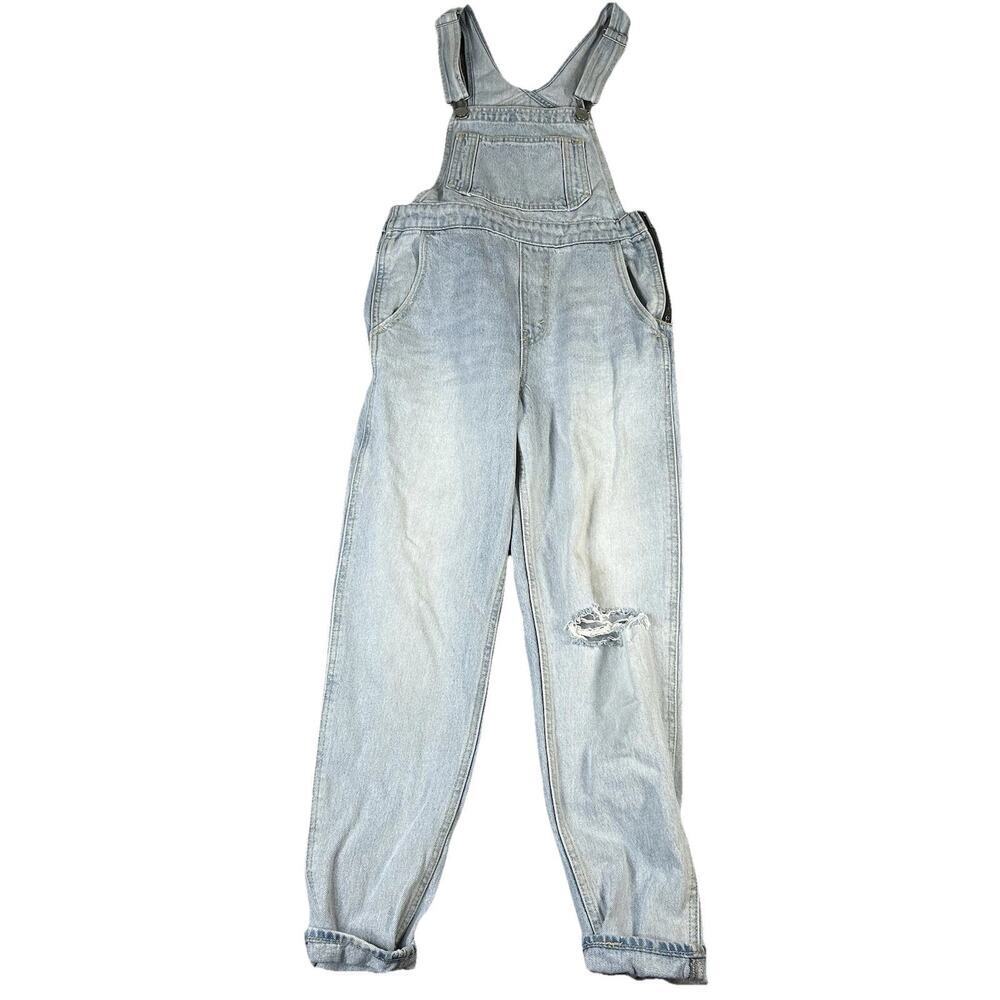 Levi’s Denim Overalls Womens 25 Light Wash Distressed Tapered